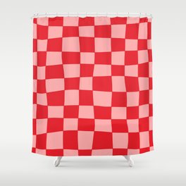 Hand Drawn Checkerboard Pattern (red/pink) Shower Curtain