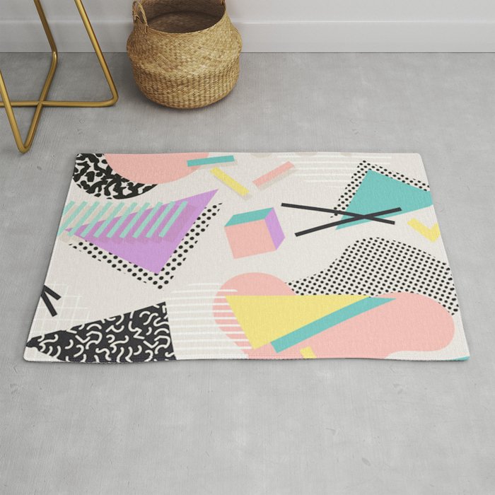 80s / 90s RETRO ABSTRACT PASTEL SHAPE PATTERN Rug