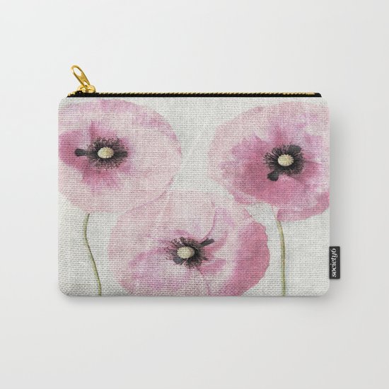 Pink Vintage Poppies Carry-All Pouch