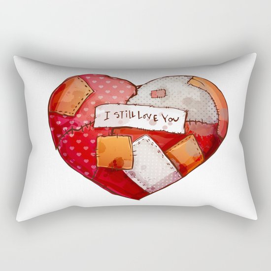 Heart with patches. Valentines day illustration. Rectangular Pillow