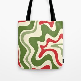 Retro Christmas Swirl Abstract Pattern in Olive Green, Sage, Xmas Red, and Cream Tote Bag
