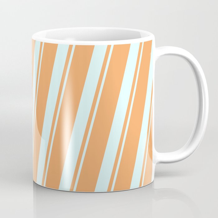 Brown & Light Cyan Colored Lined/Striped Pattern Coffee Mug