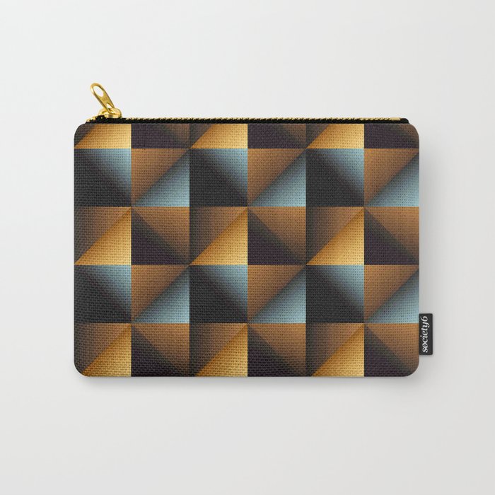 Urban Industrial Brushed Metallic-Colored Geometric Pattern Carry-All Pouch