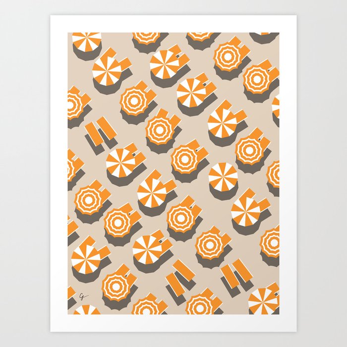 Aerial Umbrellas in Italy - Orange Art Print
