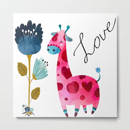 Love Girffe Metal Print