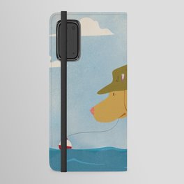 lab labrador yellow lab fishing lure bait tackle lake life dog art artwork  Android Wallet Case