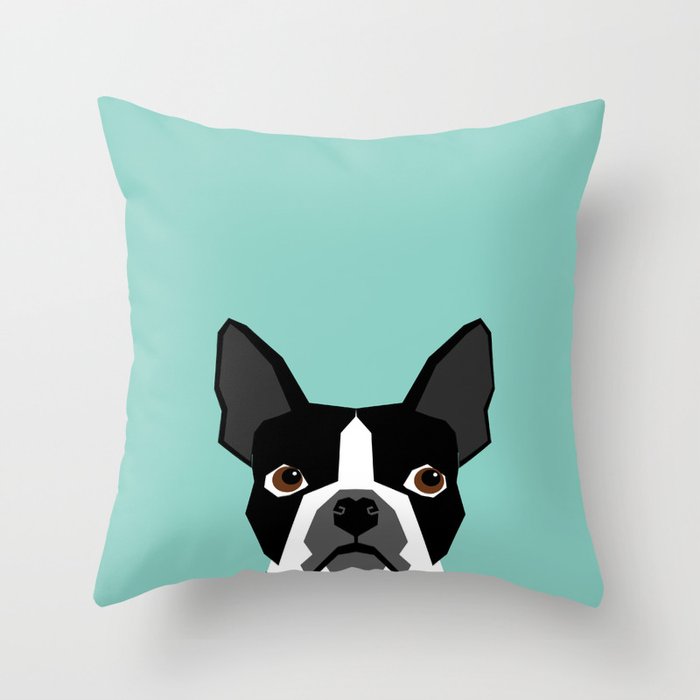 Logan - Boston Terrier pet design with bold and modern colors for pet lovers Throw Pillow