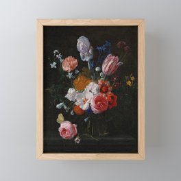 A Bouquet of Flowers in a Crystal Vase Framed Mini Art Print