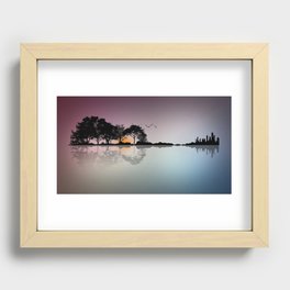 Shape of Guitar Trees Reflection on Water Recessed Framed Print