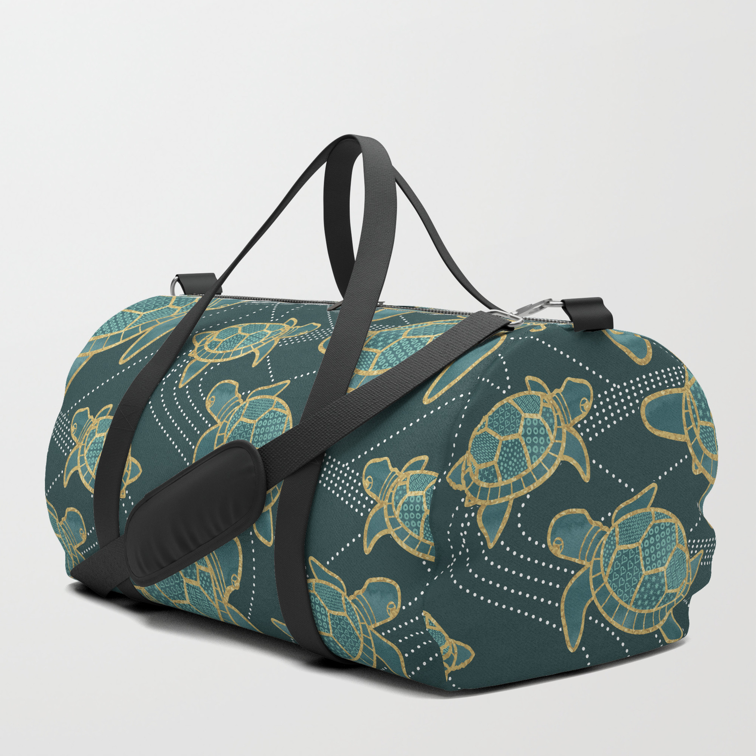 teal duffle bag