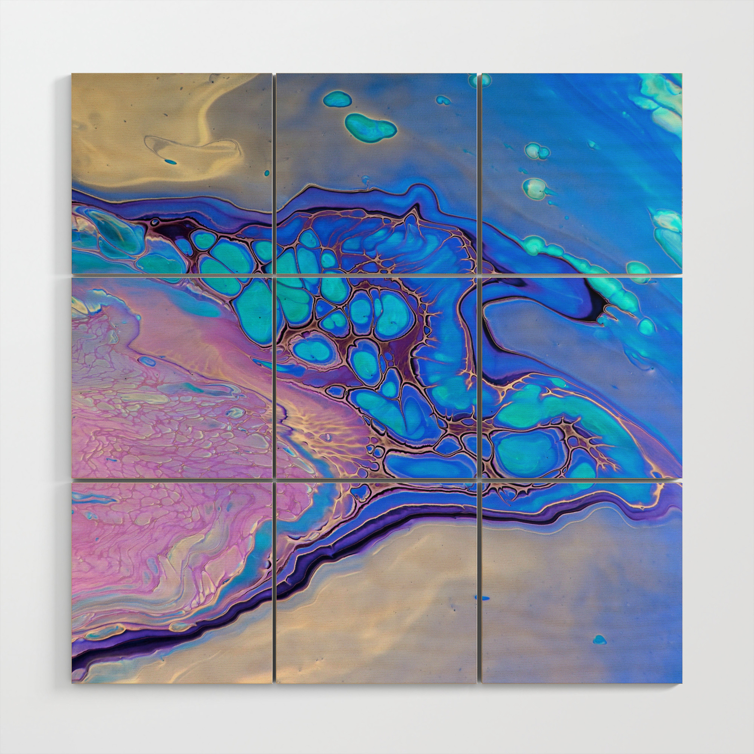 Slow Down Purple Ultra Violet And Blue Fluid Pour Painting Abstract Wood Wall Art By Colorflowcreations Society6