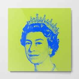Queen Elizabeth Yellow Metal Print | Colorful, Thecrown, Blue, Vinatge, Monarchy, Graphic, Digital, Jewel, Royalty, Queenelizabeth 