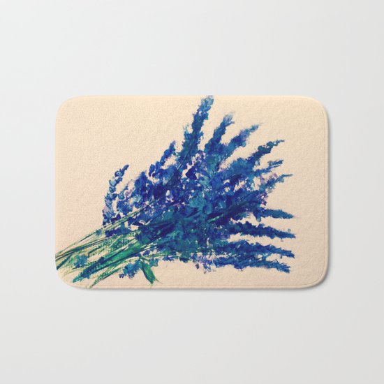 Fresh Cut Lavender Watercolors On Paper Edit Bath Mat