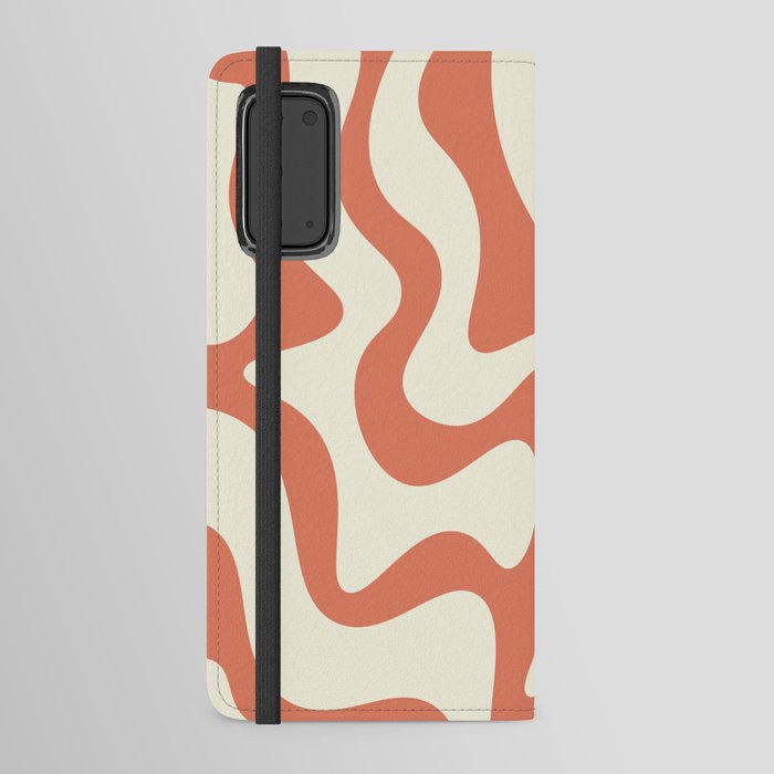 70s Abstract Retro Swirl Print - Terra Cotta and Beige Android Wallet Case