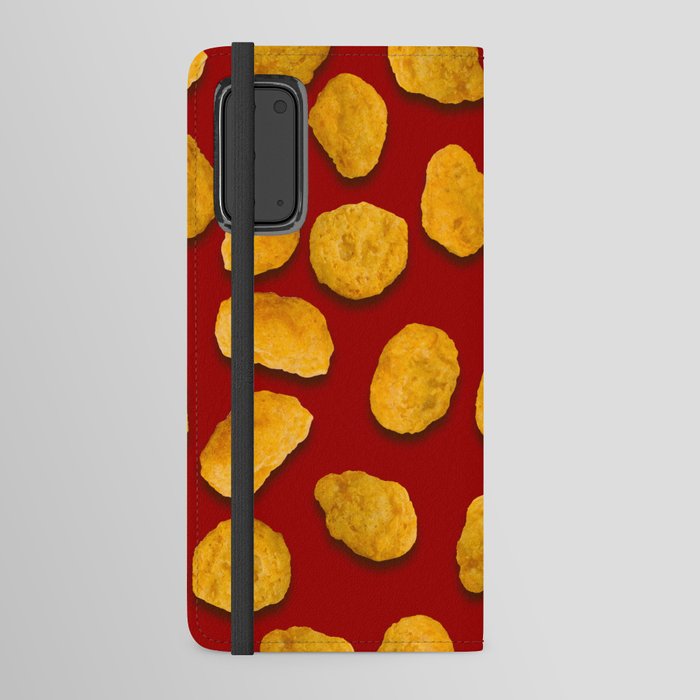 Real Chicken Nuggets Pattern On Ketchup Red Android Wallet Case