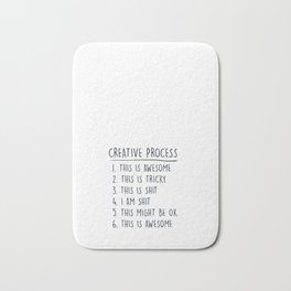 Creative Process Bath Mat | Typography, Graphicdesign, Designers, Pop Art, Creative, Digital, Funny, Black And White, Ink, Quote 