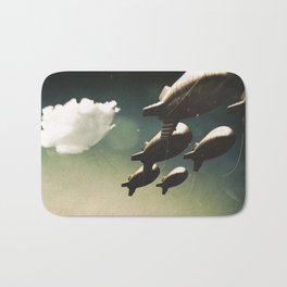 First Hope Bath Mat | Sky, Future, Rain, Zeppelin, Atmospheric, Illustration, Airship, Moody, Ecology, Surreal 
