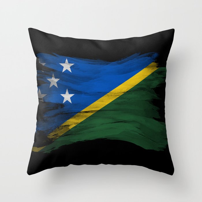 Solomon Islands flag brush stroke, national flag Throw Pillow