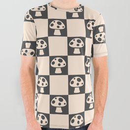 Vintage Mushroom Checkerboard All Over Graphic Tee