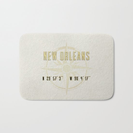 New Orleans - Vintage Map and Location Bath Mat