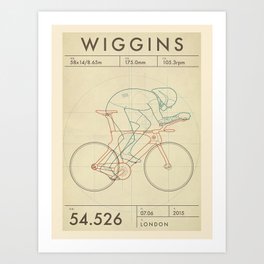 Vintage bicycle poster-Bradley Wiggins. Art Print