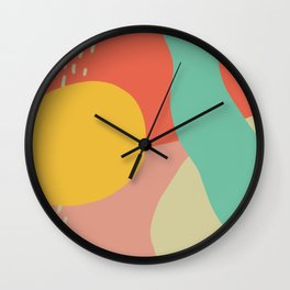 abstract vibrant shapes // cheerful design// colorful organic shapes // golden yellow  Wall Clock
