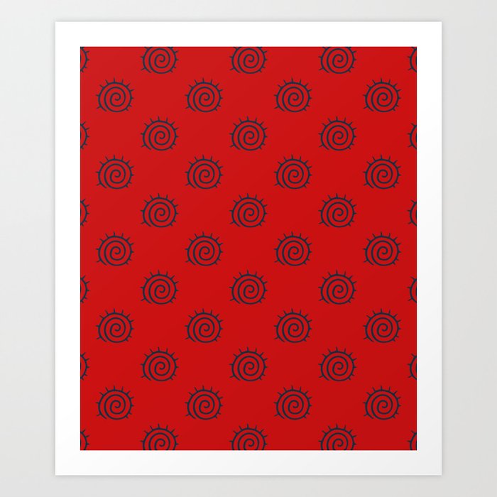 Red and Blue Spiral Pattern Art Print