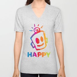HAPPY  Stripes V Neck T Shirt