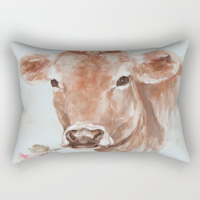 Cow with Rose by Debi Coules Rectangular Pillow