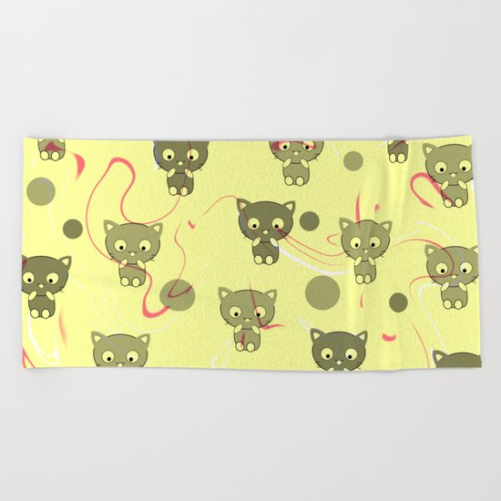Cute happy kittens Beach Towel