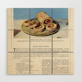 Vintage Jelly Roll Baking Dessert Recipe  Wood Wall Art