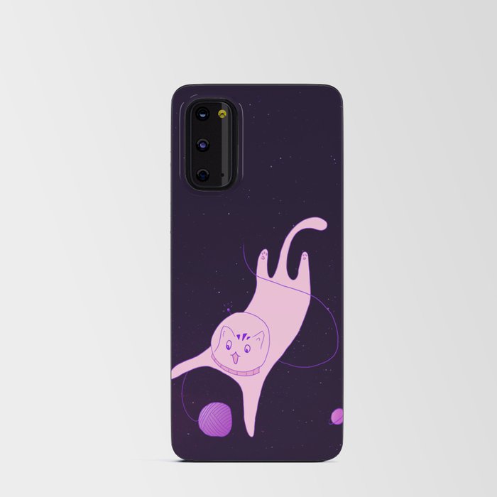 Funny Cat is Playing in Space Android Card Case