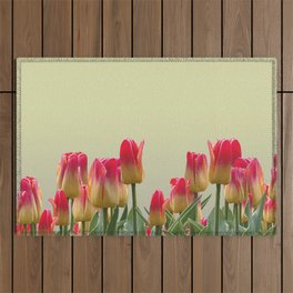 Red orange Tulips blossoms - Spring Design Outdoor Rug