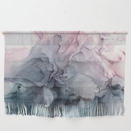Blush and Payne's Grey Flowing Abstract Painting Wall Hanging