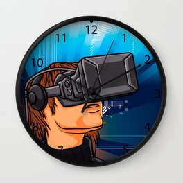 illustration of man  with headset glasses Wall Clock