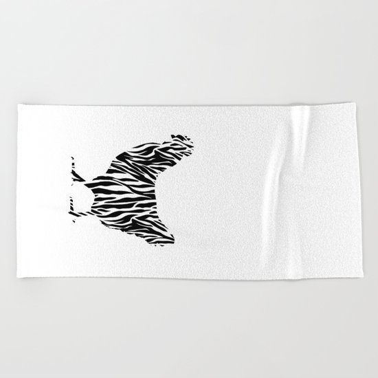 Chicken with zebra pattern Beach Towel