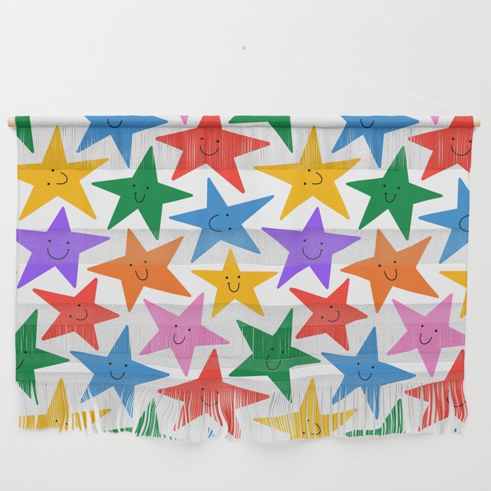 Funny colorful happy star cartoon pattern Wall Hanging