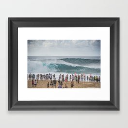 Massive wave at Banzai Pipeline, Northshore Oahu, Hawaii Framed Art Print