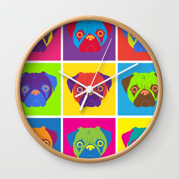 Pug Pop Art Wall Clock