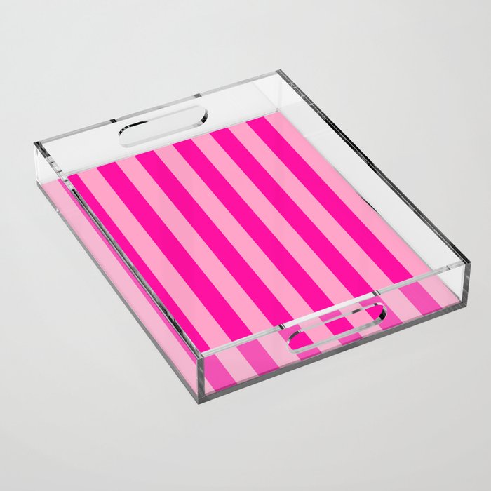 Pink Stripes Preppy Modern Acrylic Tray