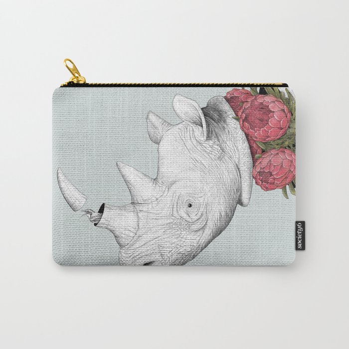 White Rhino with Proteas Carry-All Pouch