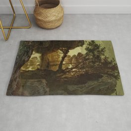 Rocky scene with trees vintage Area & Throw Rug