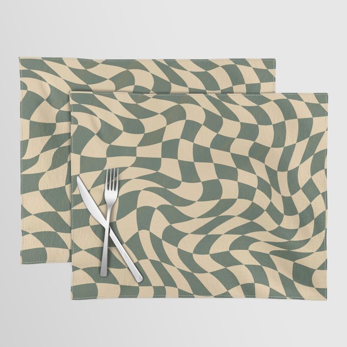 Sage and ochre warp checked Placemat
