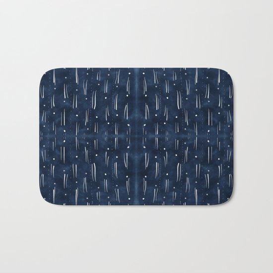 Indigo With White Dashes Bath Mat