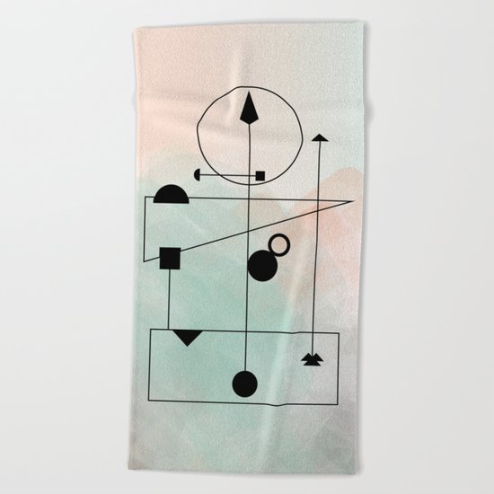 Geometric Scandinavian Design Pastel Colors Beach Towel