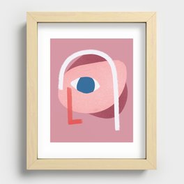 Pink Abstract Girl Portrait - Modernist Shape Portrait - Cubist Modern Portrait Recessed Framed Print