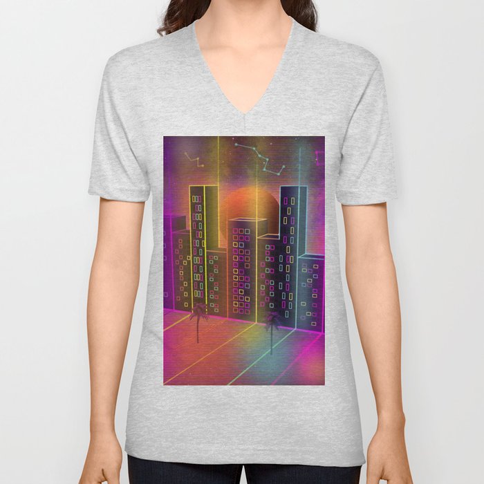 Neon City V Neck T Shirt