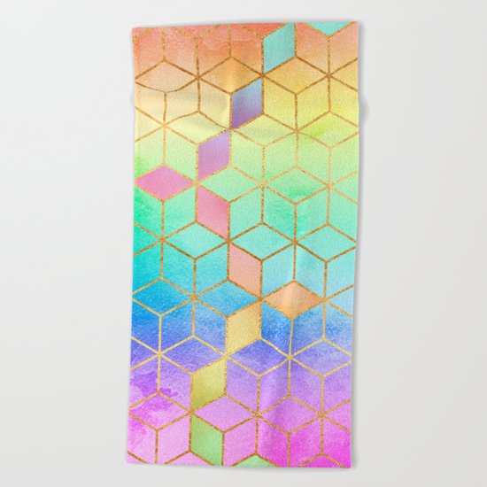 Rainbow Cubes Beach Towel