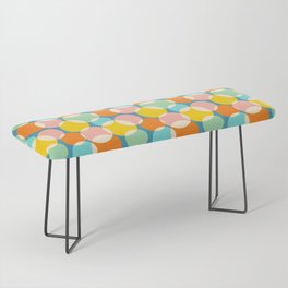 SOFT FOCUS RETRO ABSTRACT in BRIGHT MULTI-COLOURS ON BLUE Bench