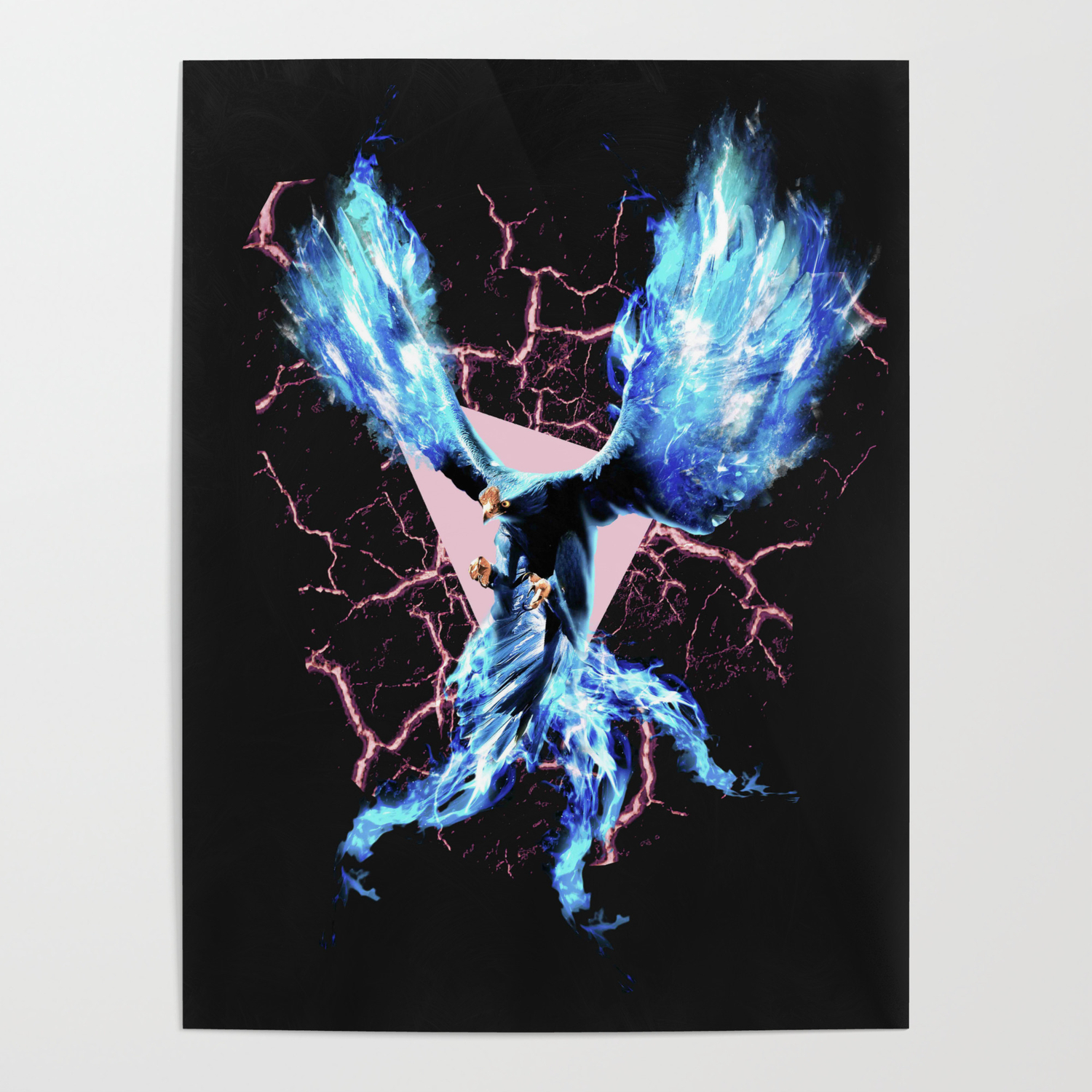 Blue Lightning Phoenix Ice Poster by Random Galaxy | Society6